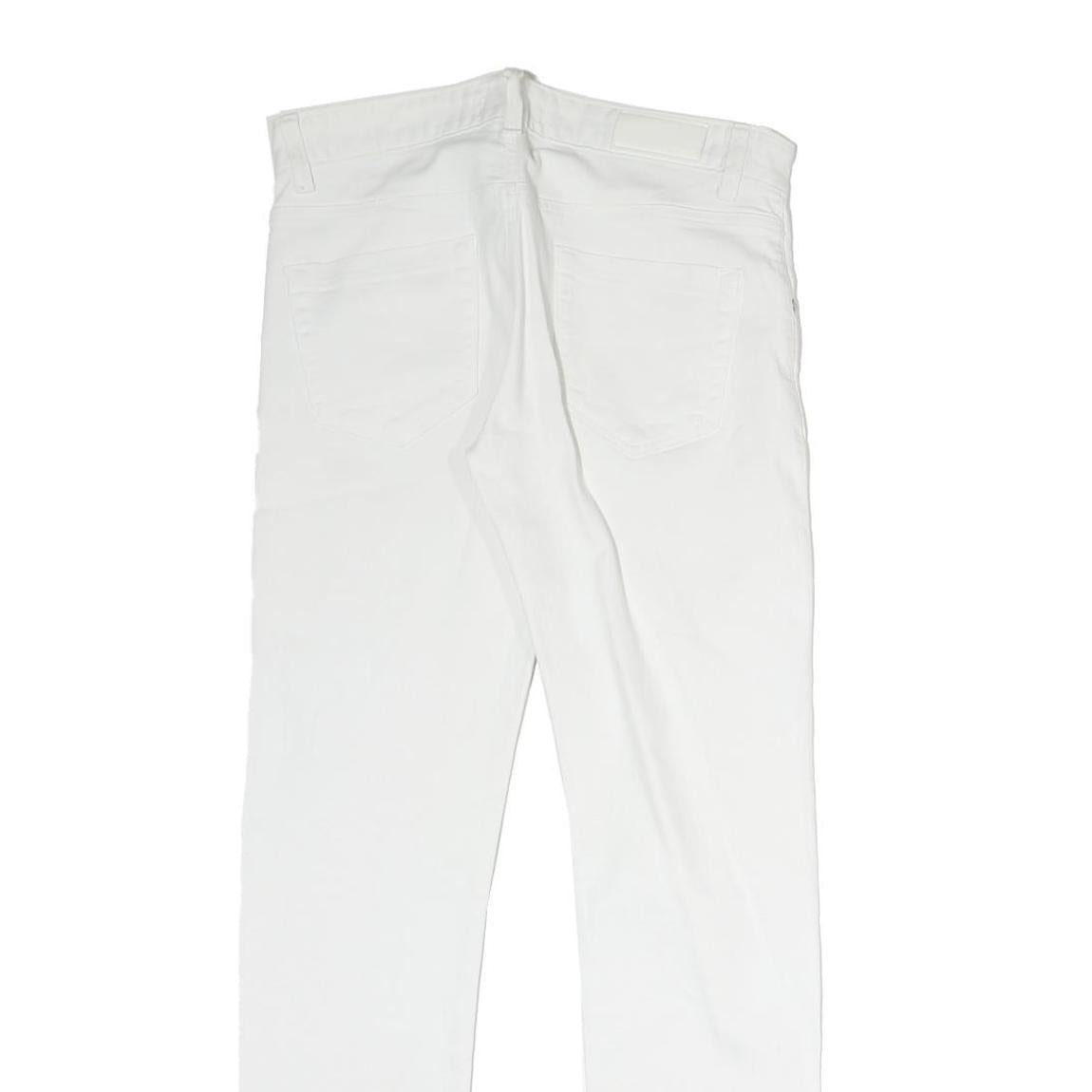 NXS Womens Slim White Denim Jeans W30 L28 Distressed Cotton Blend Zip