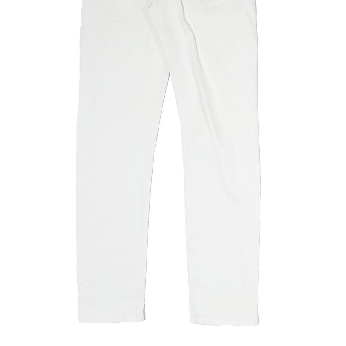 NXS Womens Slim White Denim Jeans W30 L28 Distressed Cotton Blend Zip