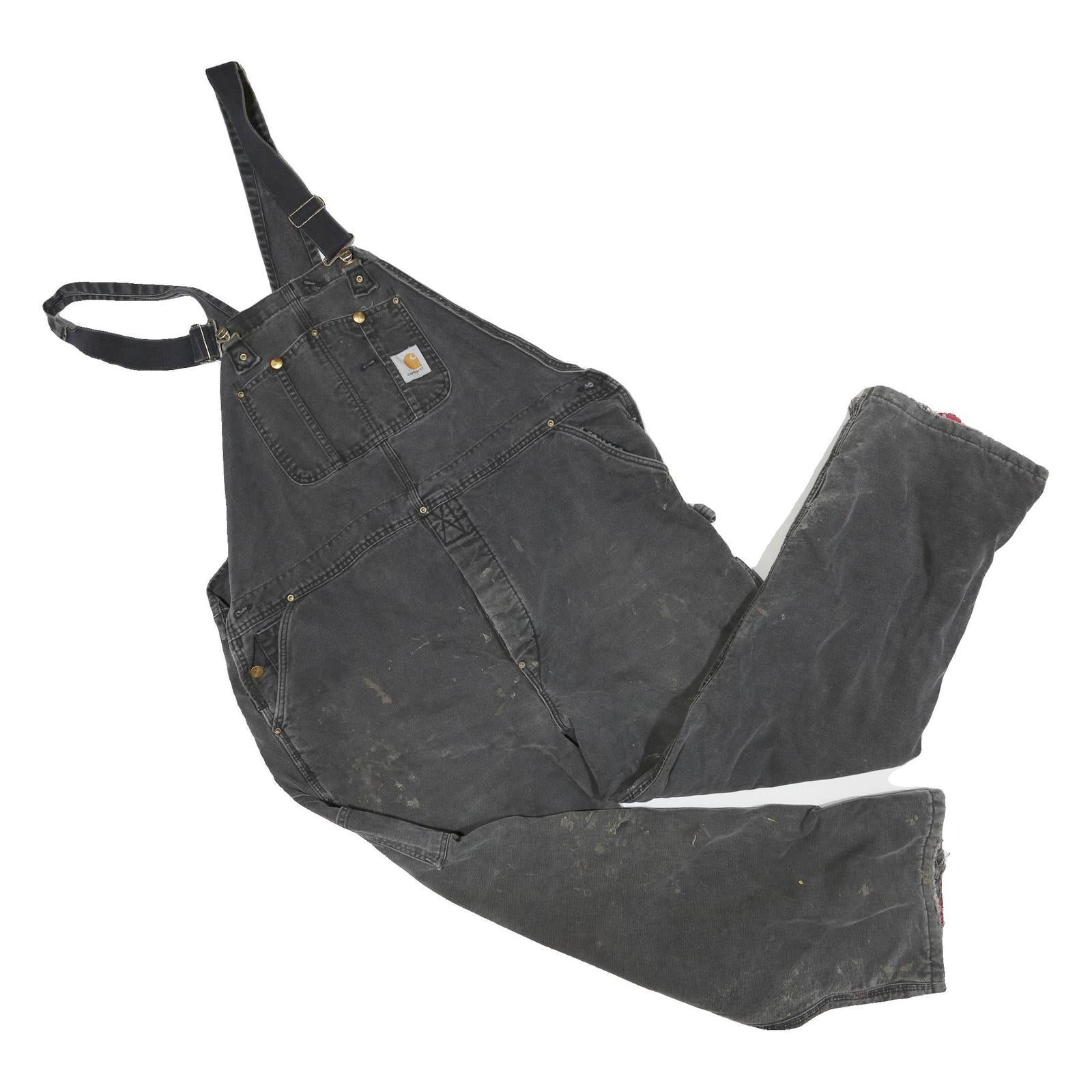 CARHARTT Mens Black Cotton Blend Relaxed Dungarees L W44 L28 Workwear Utility