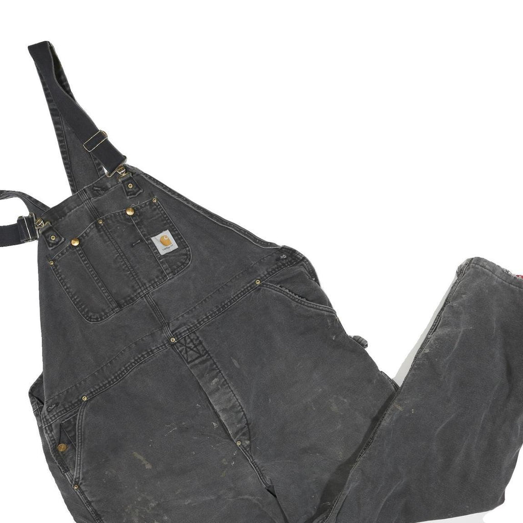 CARHARTT Mens Black Cotton Blend Relaxed Dungarees L W44 L28 Workwear Utility