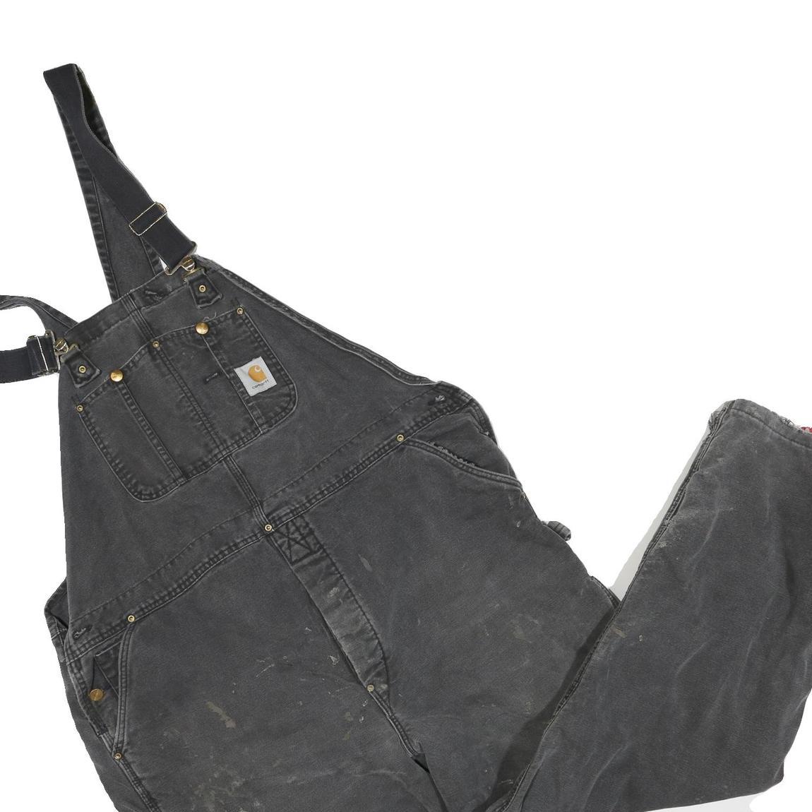 CARHARTT Mens Black Cotton Blend Relaxed Dungarees L W44 L28 Workwear Utility
