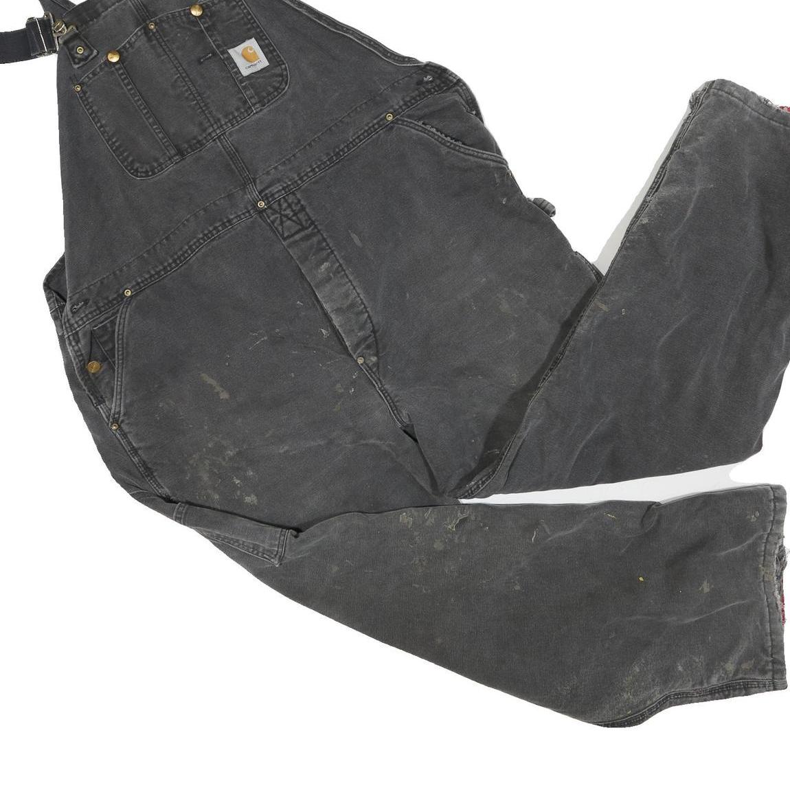 CARHARTT Mens Black Cotton Blend Relaxed Dungarees L W44 L28 Workwear Utility