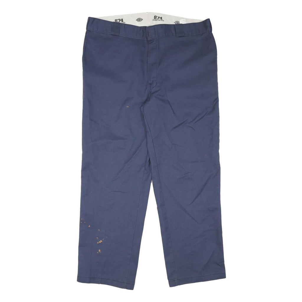 DICKIES Mens Regular Fit Blue Cotton Blend Trousers W39 L30 Workwear Zip