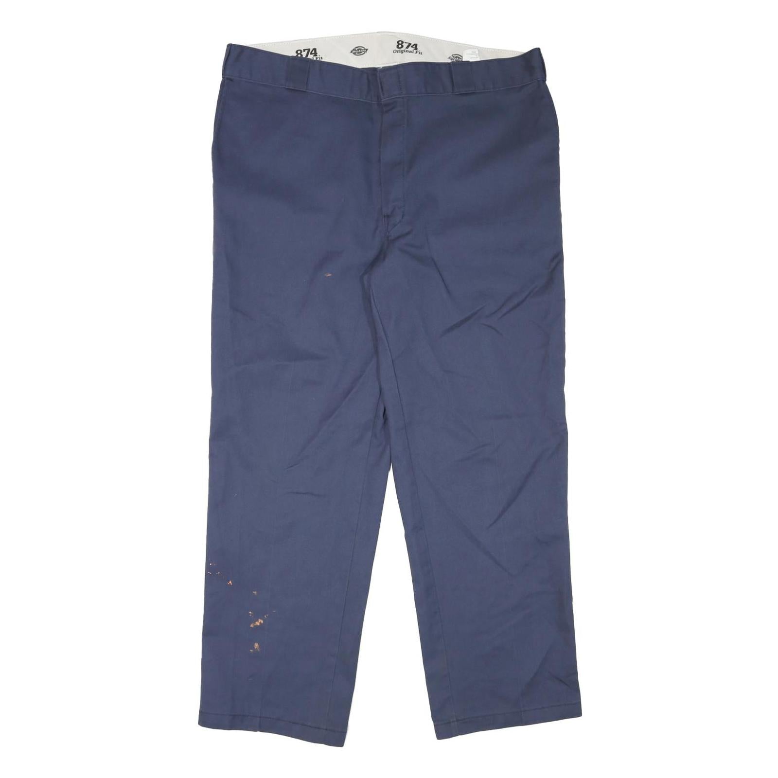 DICKIES Mens Regular Fit Blue Cotton Blend Trousers W39 L30 Workwear Zip