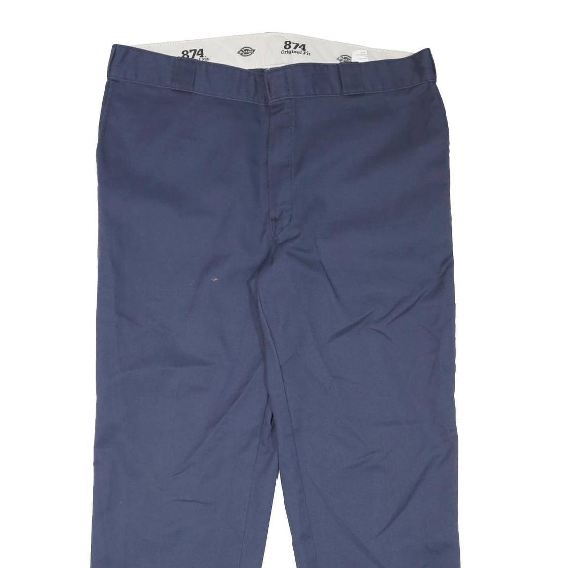 DICKIES Mens Regular Fit Blue Cotton Blend Trousers W39 L30 Workwear Zip