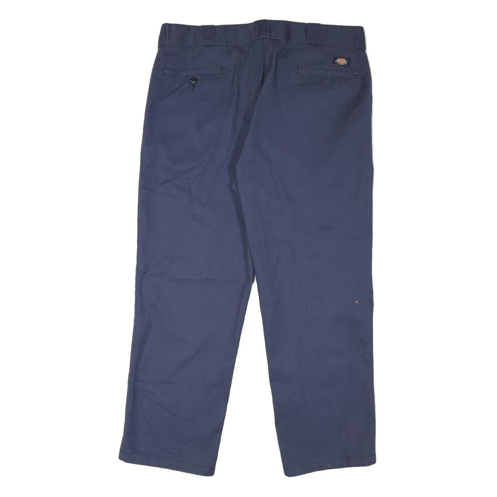 DICKIES Mens Regular Fit Blue Cotton Blend Trousers W39 L30 Workwear Zip