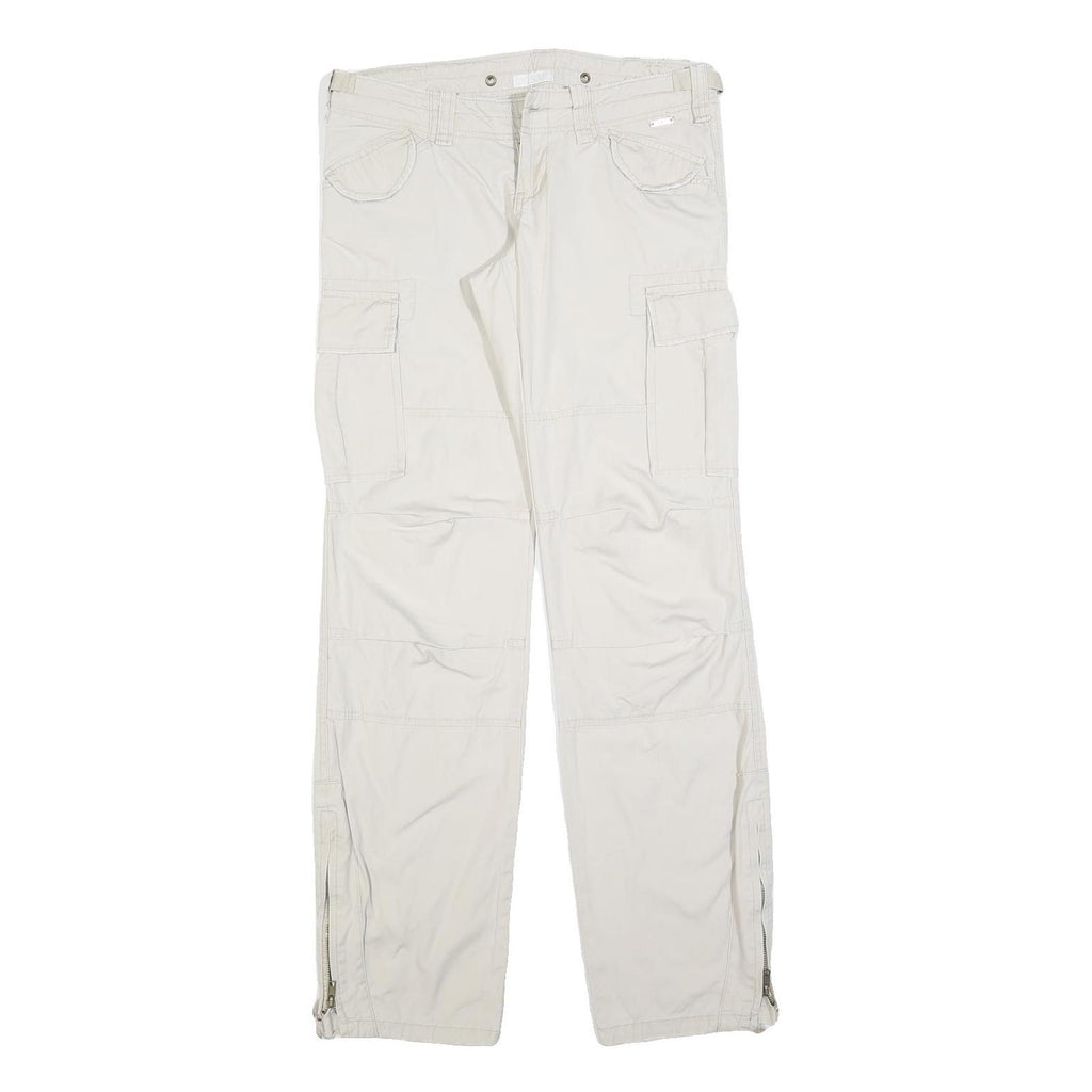 MAKAI Womens Cotton Blend White Regular Fit Cargo Trousers W32 L34 Zip Pockets