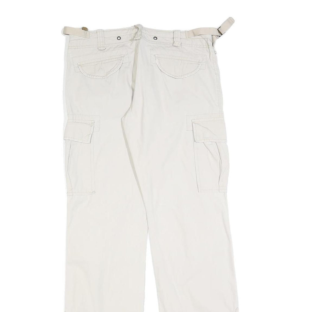 MAKAI Womens Cotton Blend White Regular Fit Cargo Trousers W32 L34 Zip Pockets