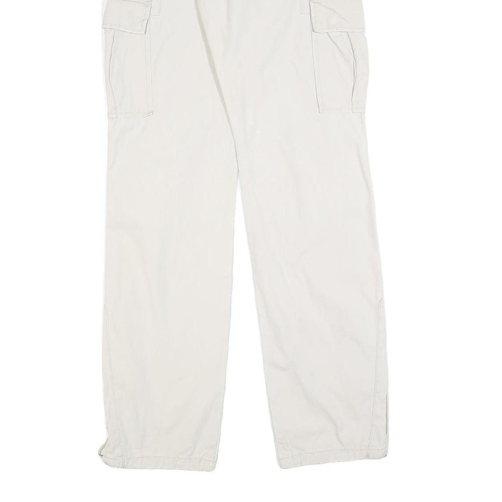 MAKAI Womens Cotton Blend White Regular Fit Cargo Trousers W32 L34 Zip Pockets