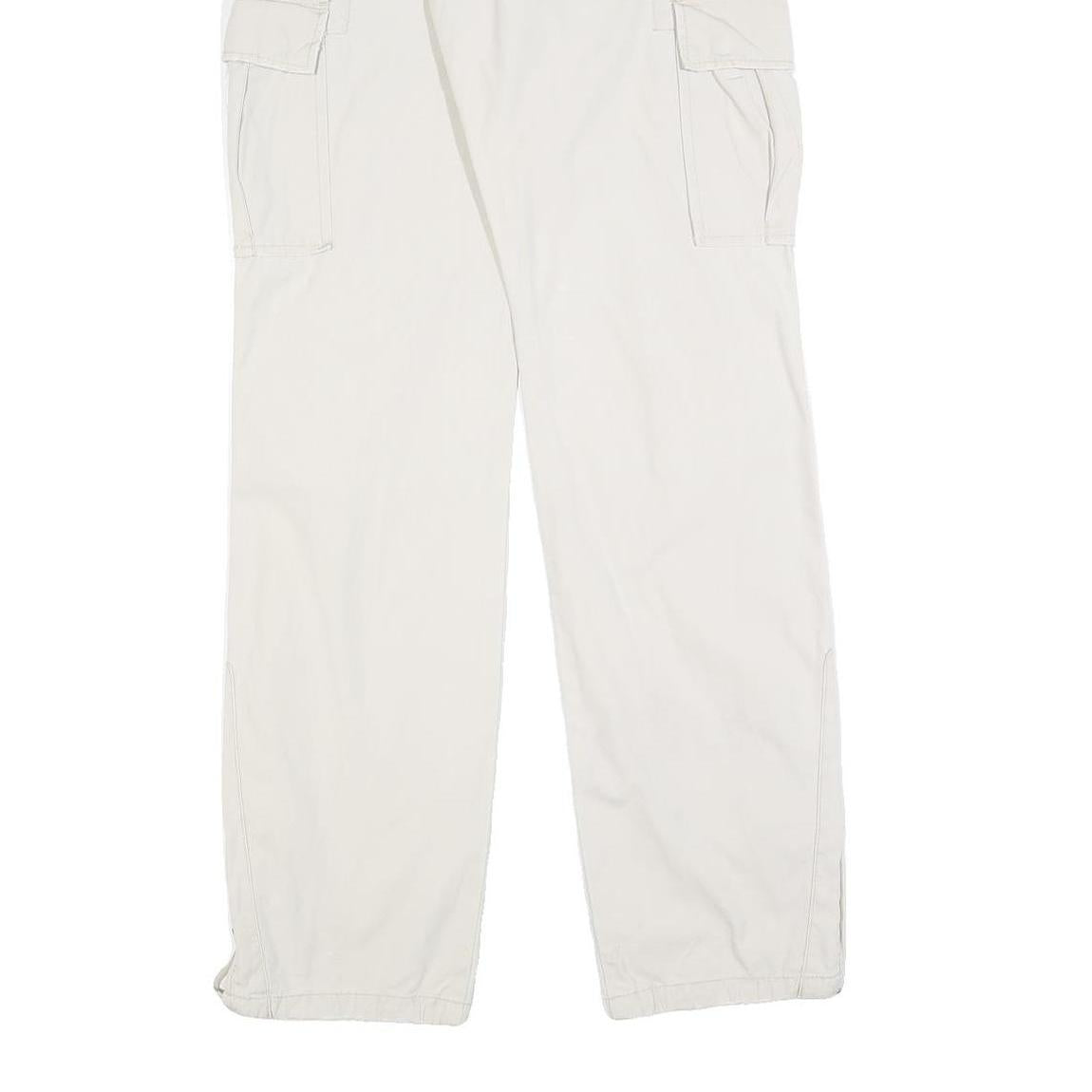 MAKAI Womens Cotton Blend White Regular Fit Cargo Trousers W32 L34 Zip Pockets
