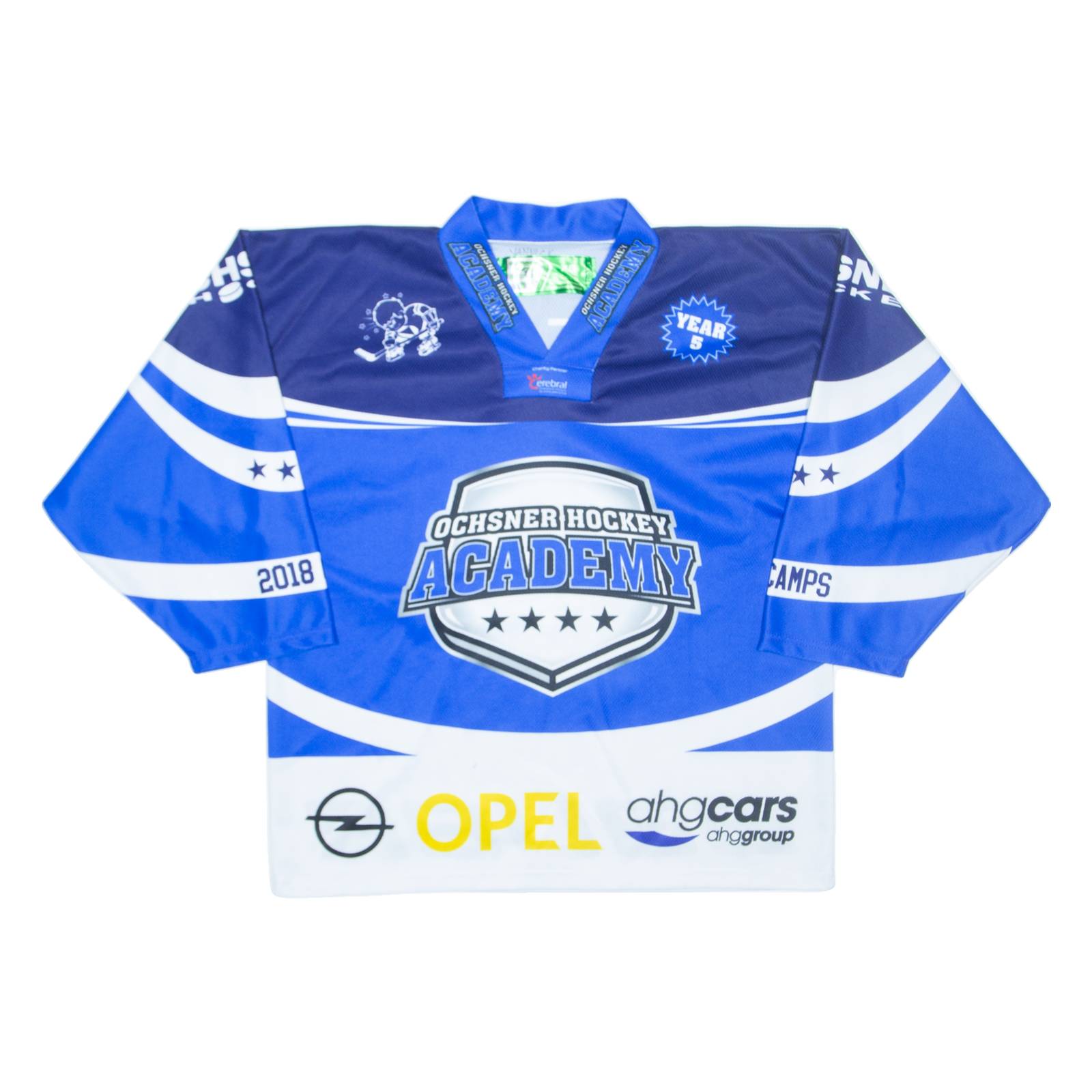 OCHSNER Ice Hockey Academy Mens Jersey Blue 3/4 Sleeve V-Neck XS