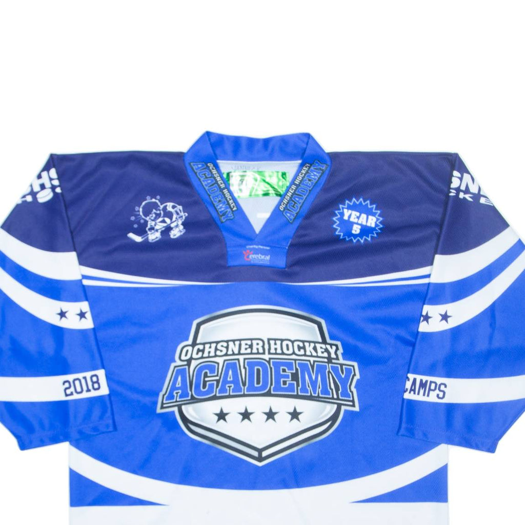 OCHSNER Ice Hockey Academy Mens Jersey Blue 3/4 Sleeve V-Neck XS
