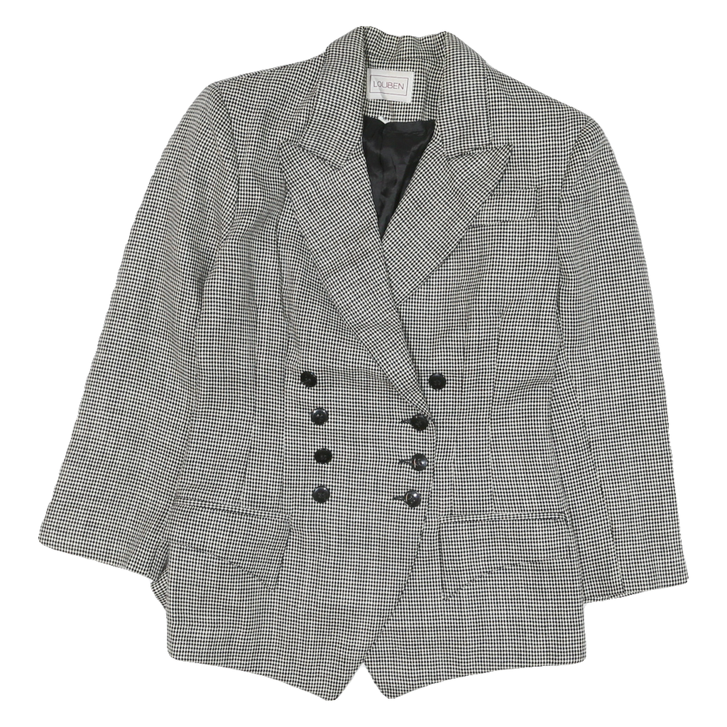LOBEN Mens Black & White Checked Tailored Jacket M Polyester Blend Double