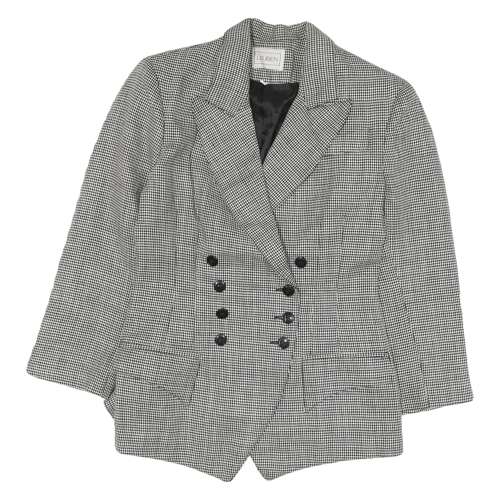 LOBEN Mens Black & White Checked Tailored Jacket M Polyester Blend Double