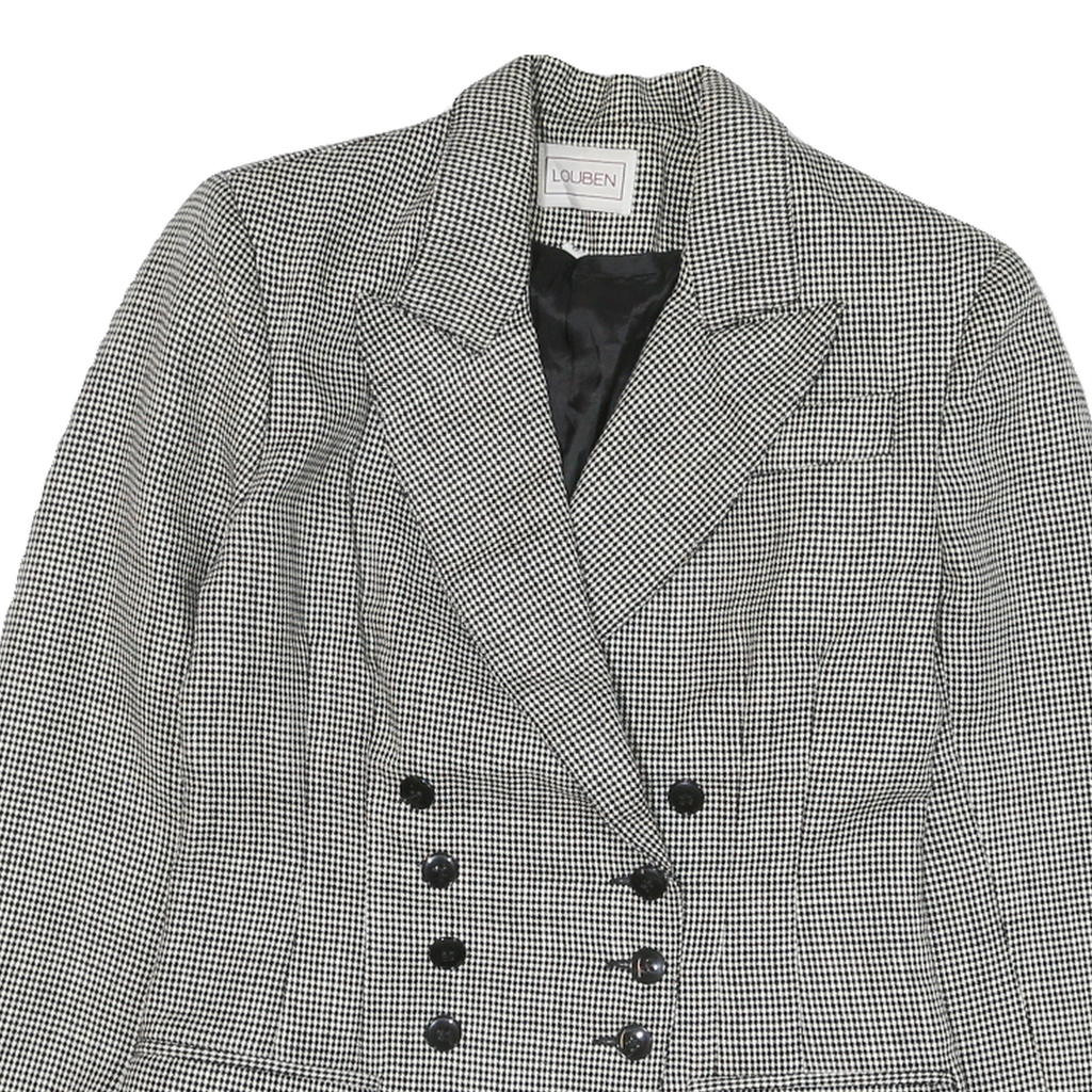LOBEN Mens Black & White Checked Tailored Jacket M Polyester Blend Double