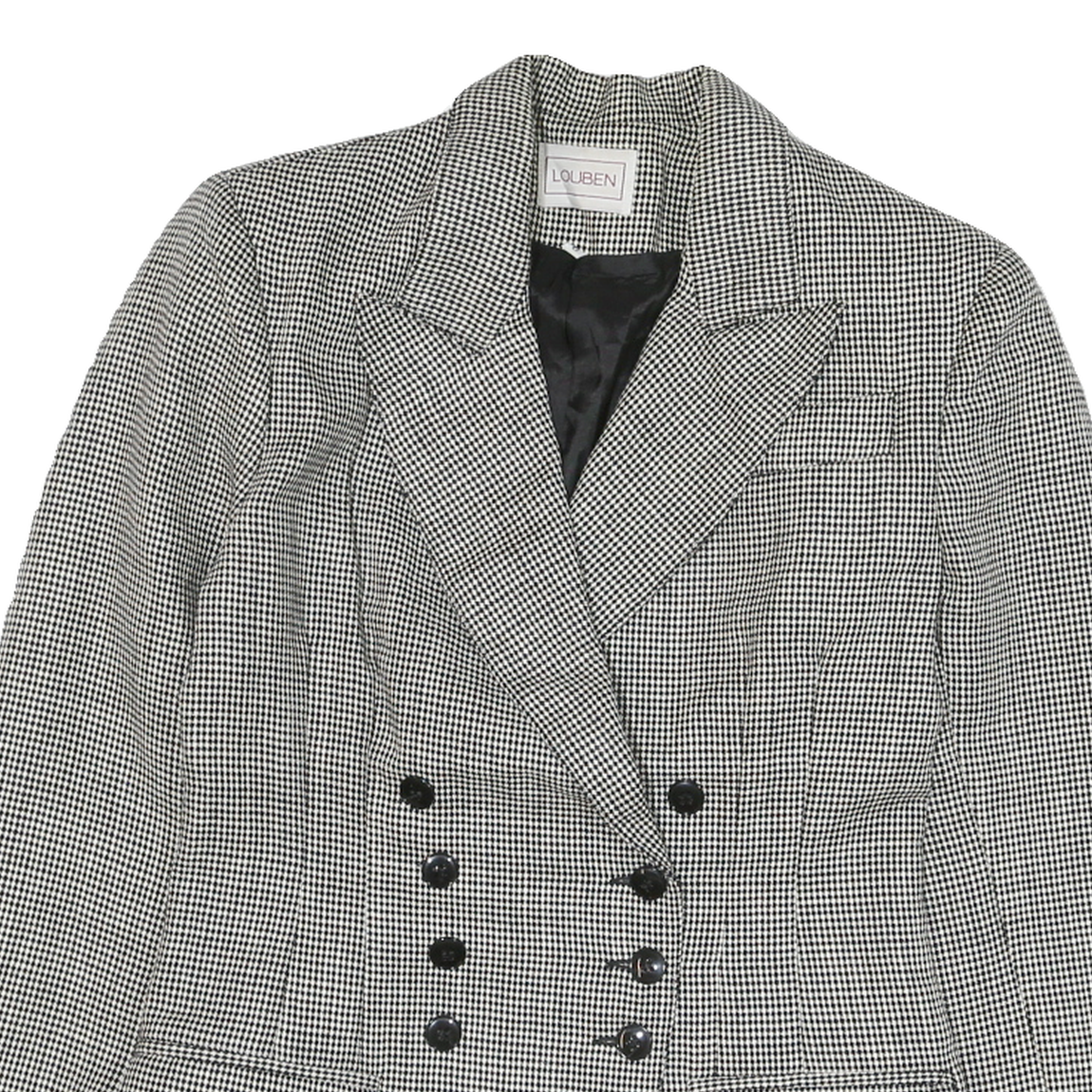 LOBEN Mens Black & White Checked Tailored Jacket M Polyester Blend Double