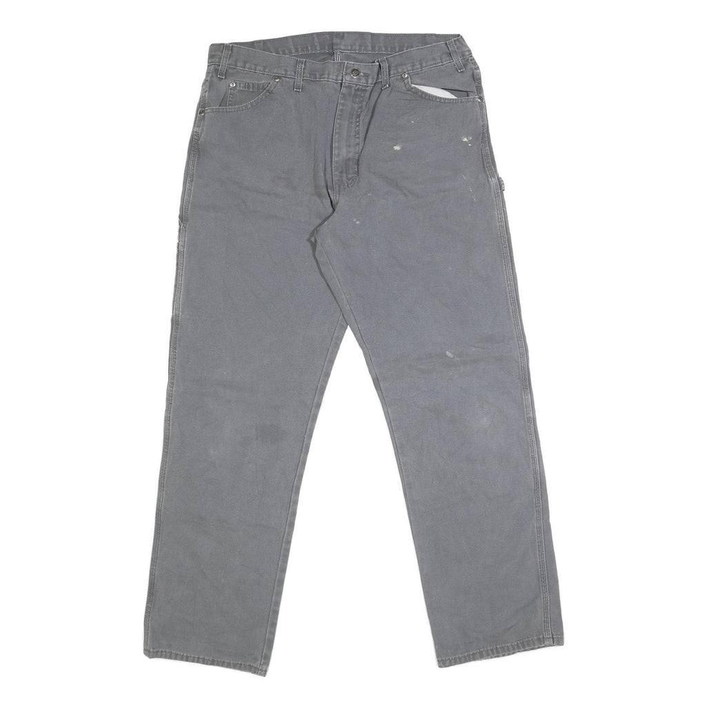 DICKIES Mens Grey Regular Fit Straight Denim Jeans W38 L33 Workwear Zip Closure