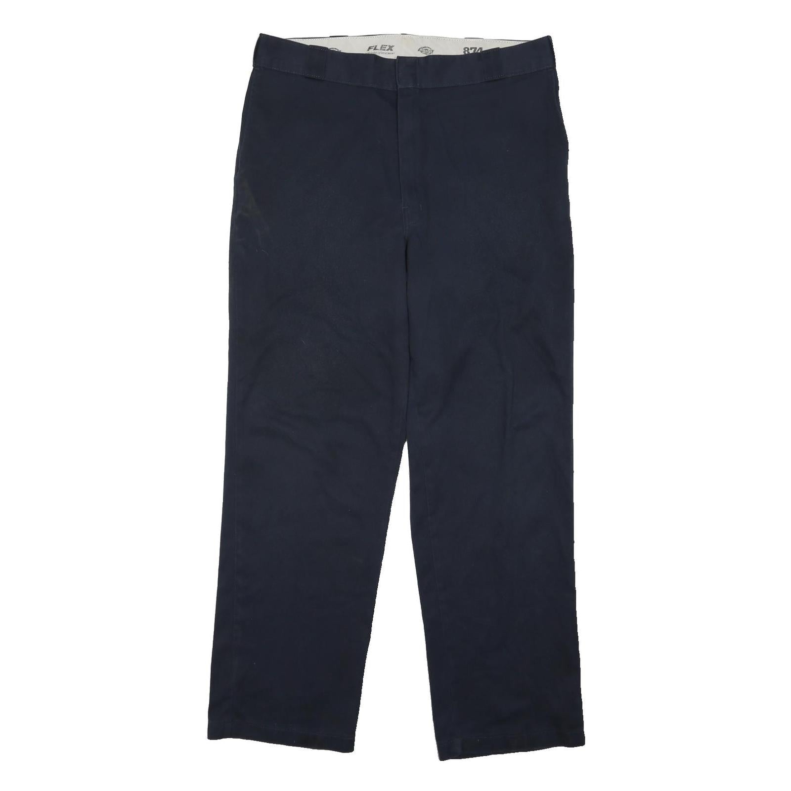 DICKIES Mens Navy Classic Straight Trousers W38 L33 Workwear Polyester Button
