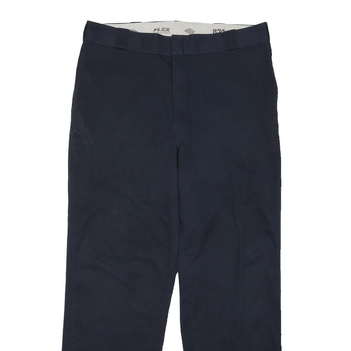 DICKIES Mens Navy Classic Straight Trousers W38 L33 Workwear Polyester Button