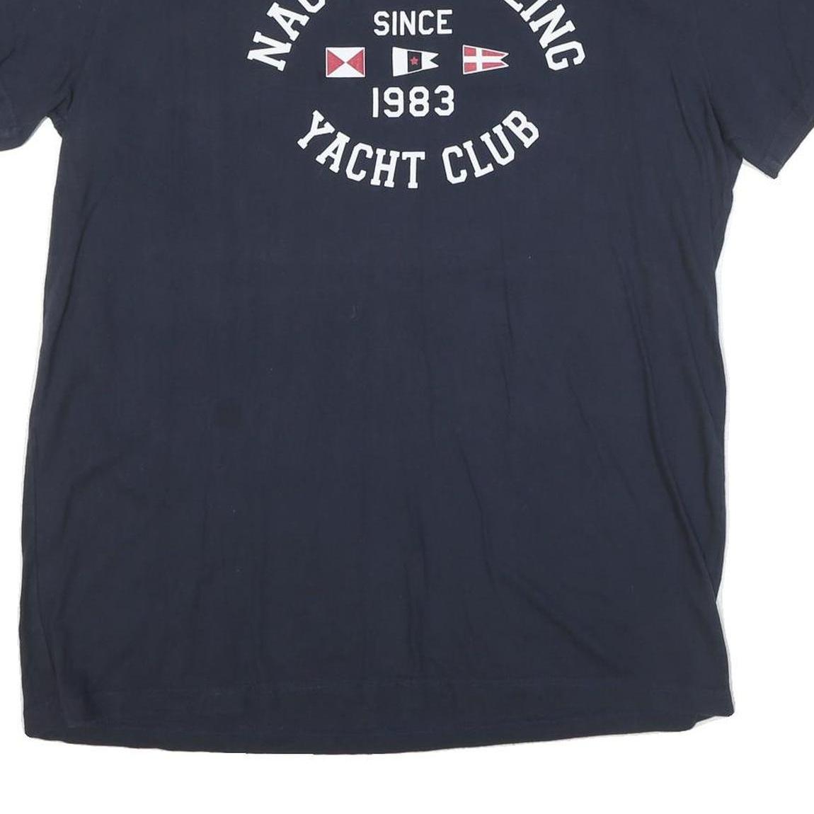 NAUTICA Mens Navy Blue Graphic T-Shirt XL Short Sleeve Crew Neck Cotton Blend