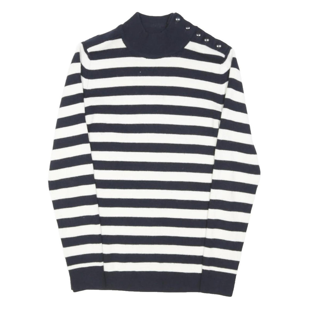 LEVI'S Womens Navy & White Striped Patterned Roll Neck Basic Knit Jumper M