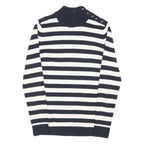 LEVI'S Womens Navy & White Striped Patterned Roll Neck Basic Knit Jumper M