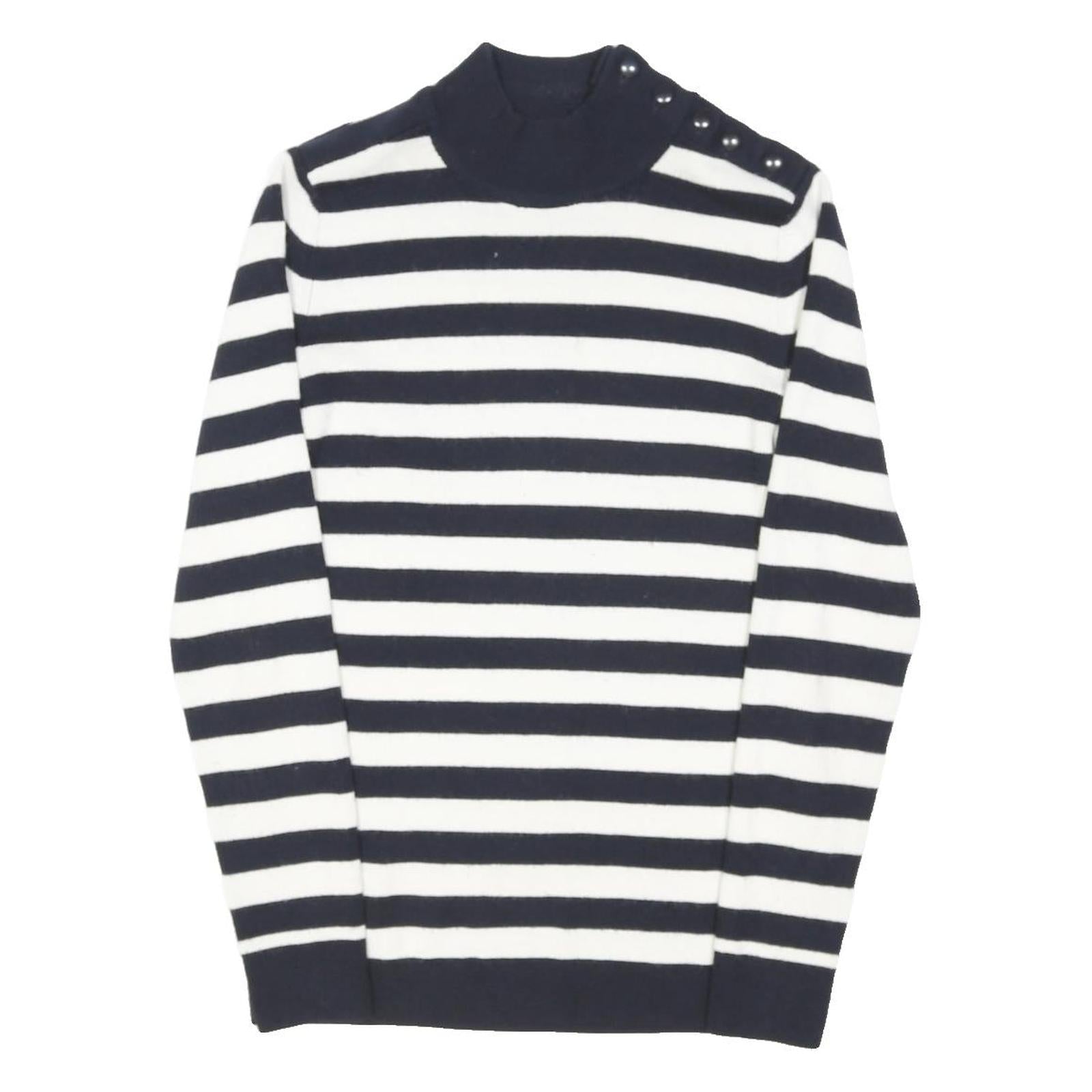 LEVI'S Womens Navy & White Striped Patterned Roll Neck Basic Knit Jumper M