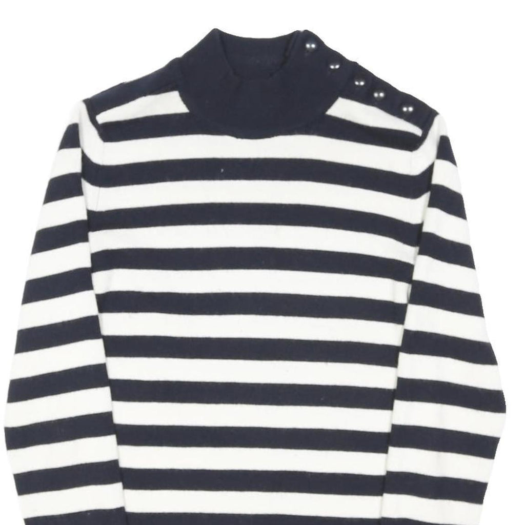 LEVI'S Womens Navy & White Striped Patterned Roll Neck Basic Knit Jumper M