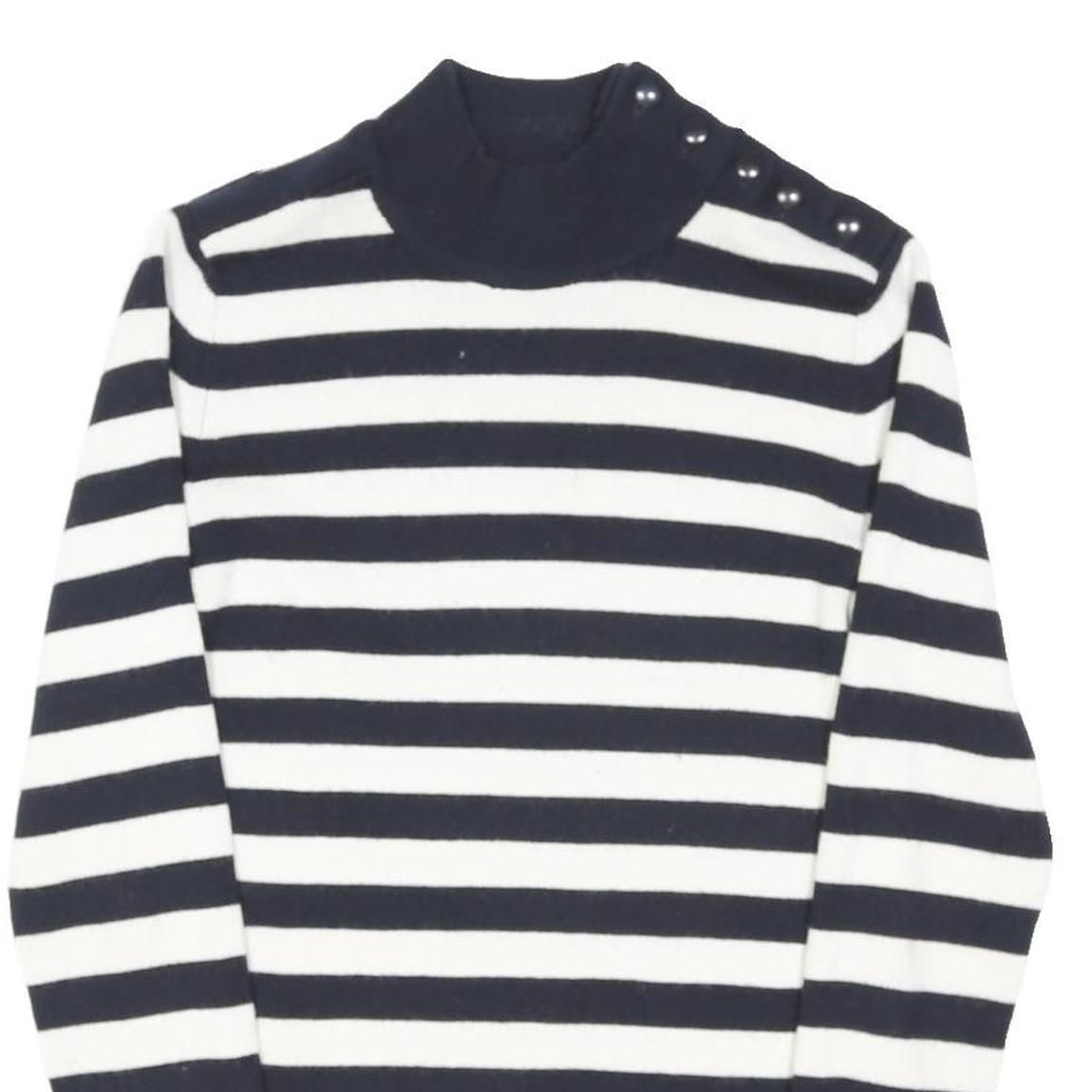 LEVI'S Womens Navy & White Striped Patterned Roll Neck Basic Knit Jumper M