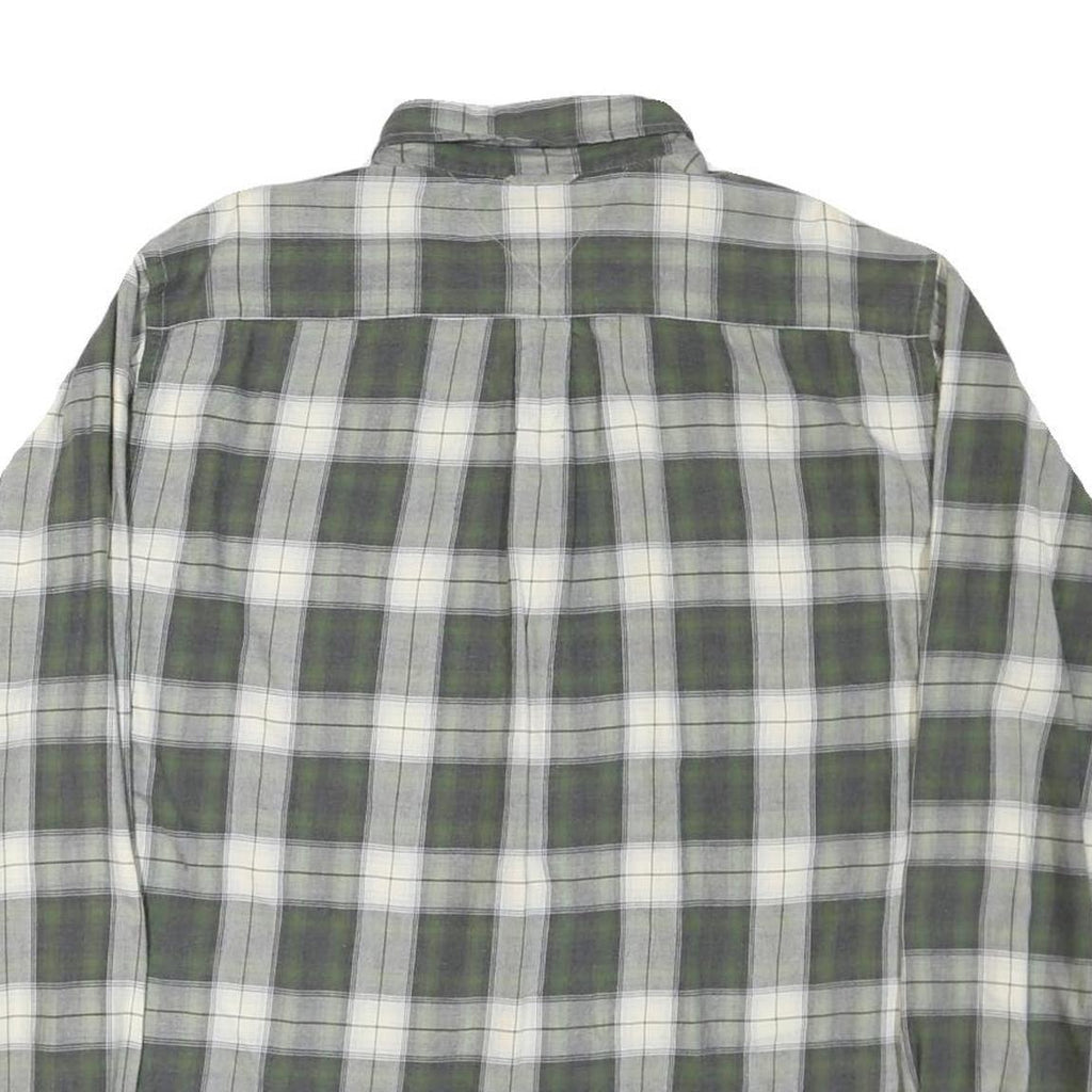 TOMMY HILFIGER Mens Green & White Check Shirt XL Classic Cotton Blend