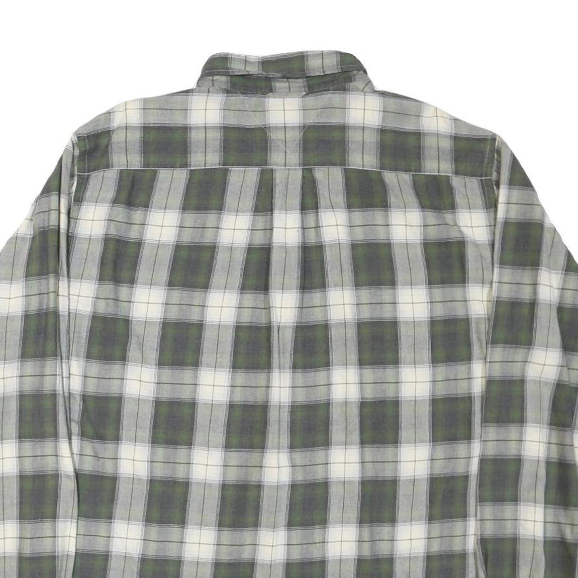 TOMMY HILFIGER Mens Green & White Check Shirt XL Classic Cotton Blend