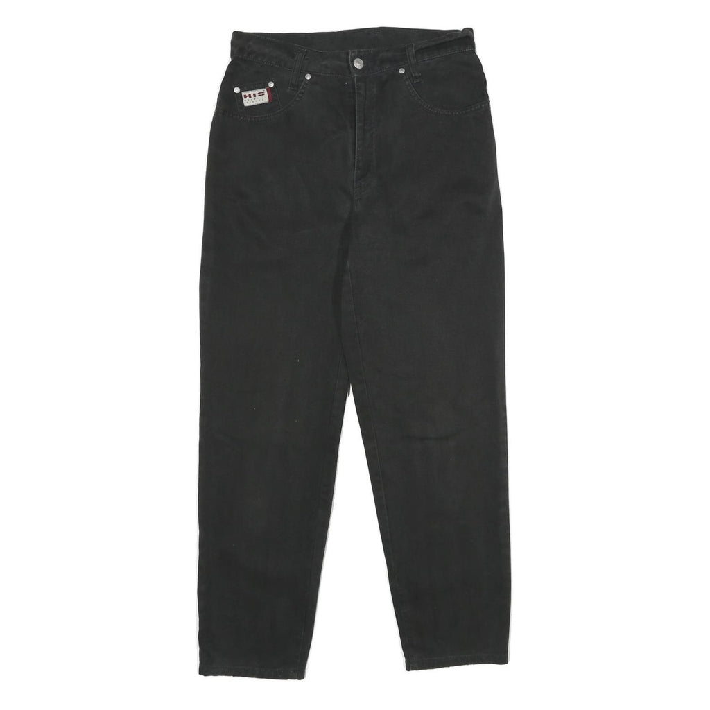 HIS Womens Classic Black Skinny Denim Raw Cotton W30 L30 Zip Closure Jeans