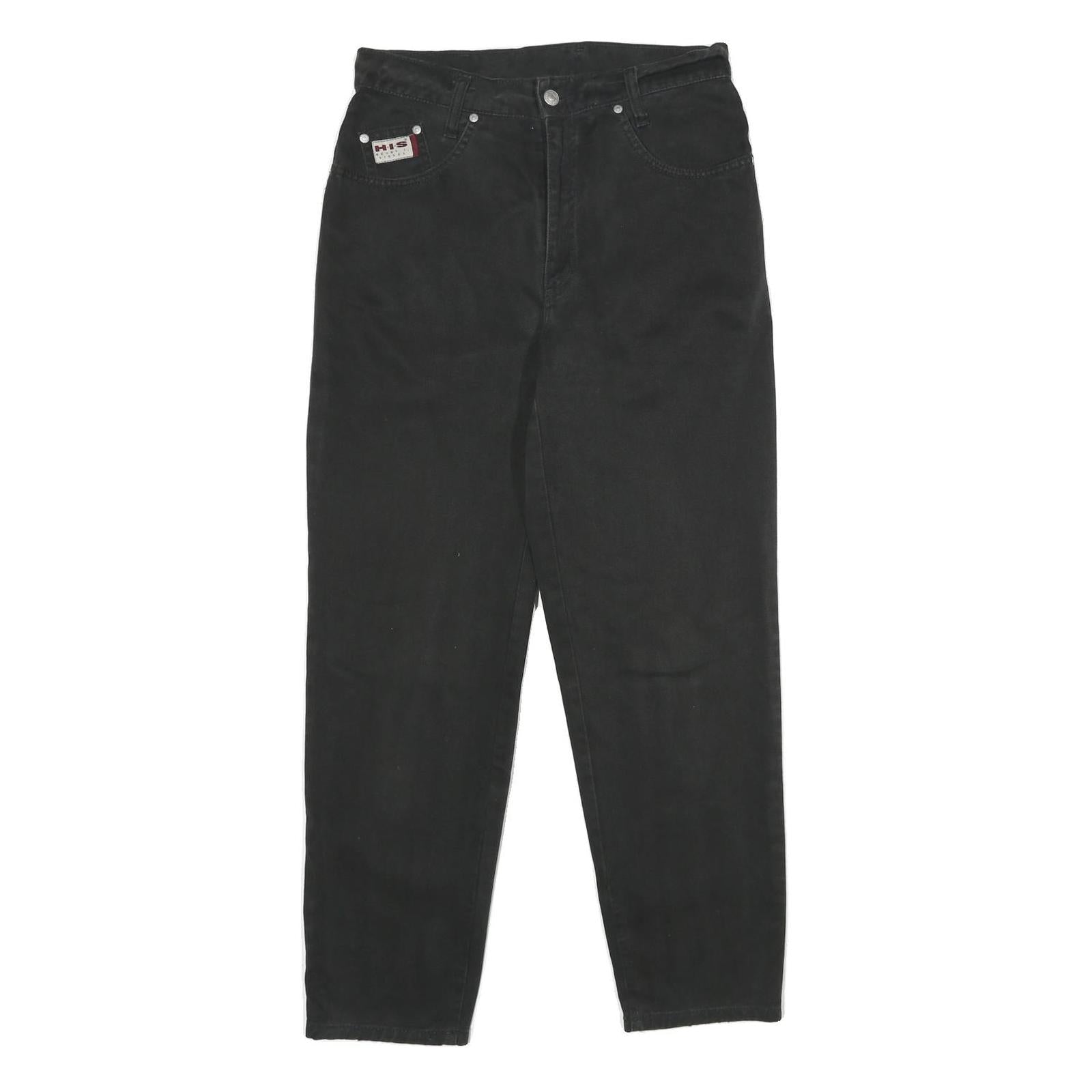 HIS Womens Classic Black Skinny Denim Raw Cotton W30 L30 Zip Closure Jeans