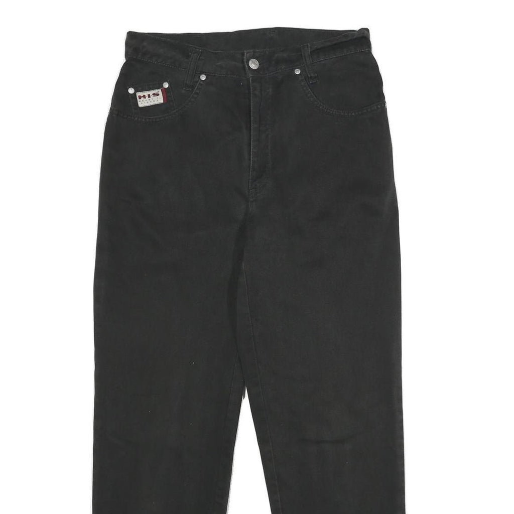 HIS Womens Classic Black Skinny Denim Raw Cotton W30 L30 Zip Closure Jeans