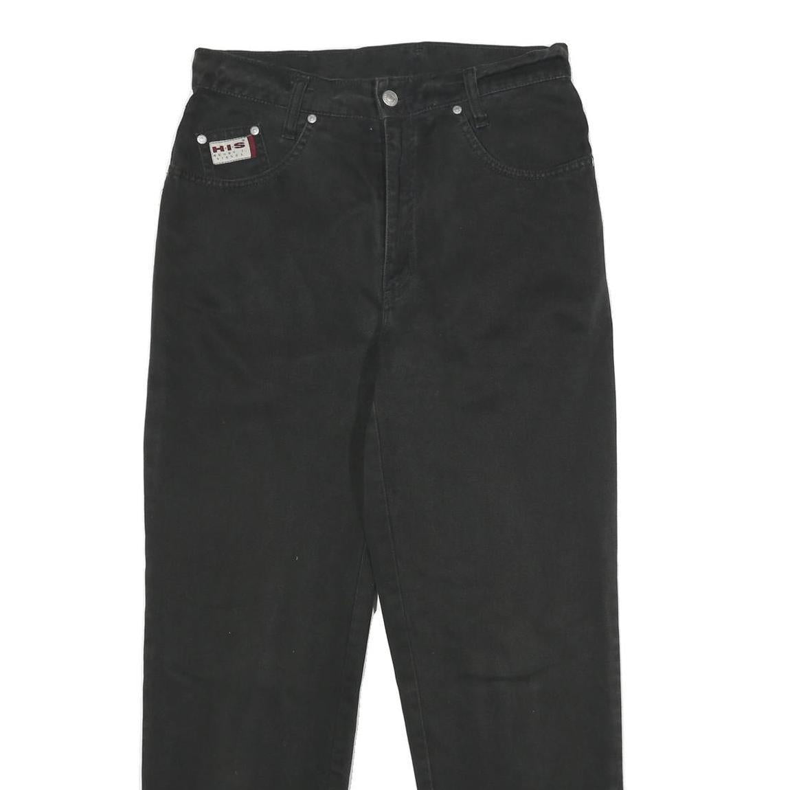 HIS Womens Classic Black Skinny Denim Raw Cotton W30 L30 Zip Closure Jeans