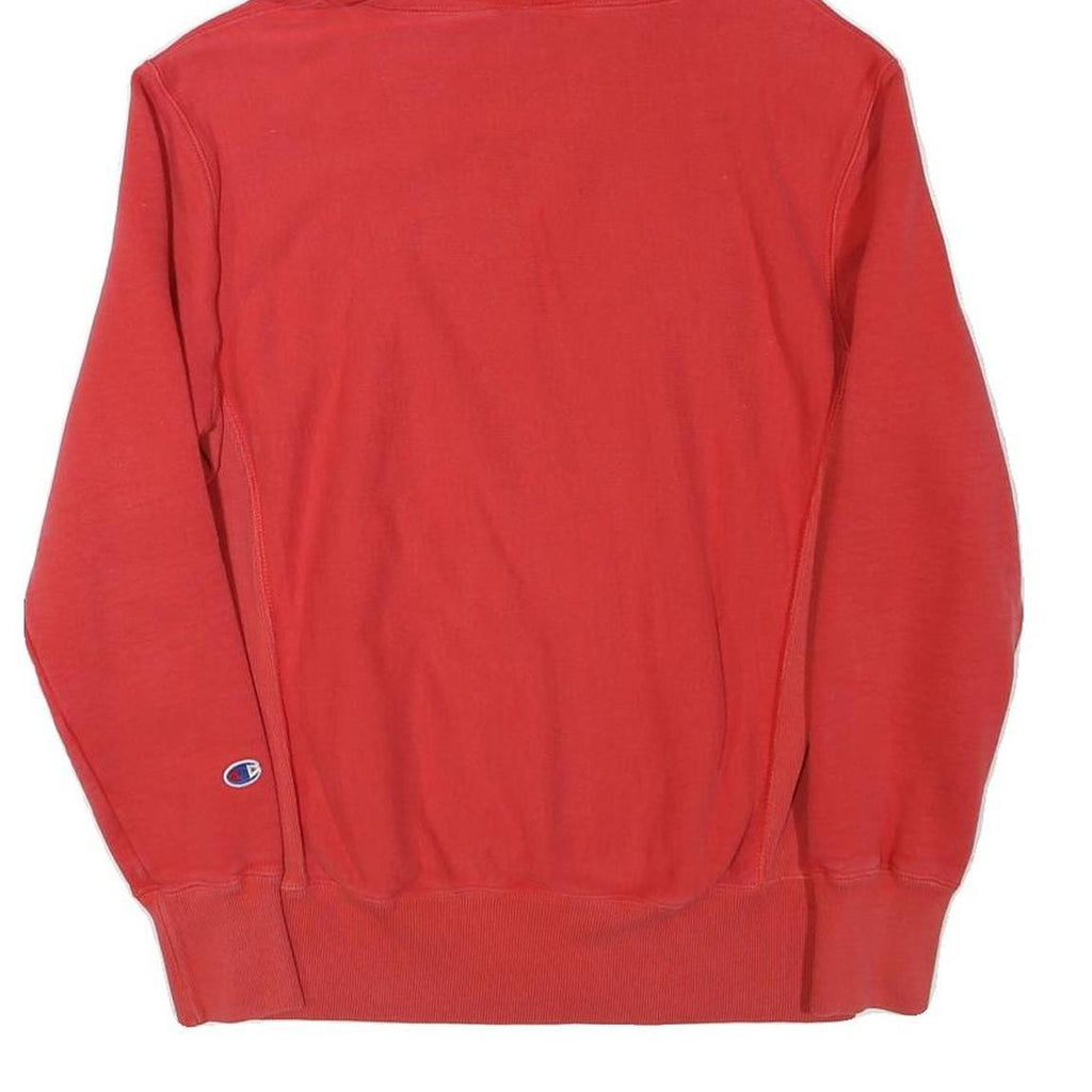 CHAMPION Mens Red Hoodie S Cotton Blend Pullover Logo Embroidered Pocket