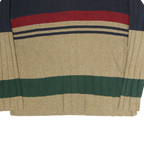 CHAPS RALPH LAUREN Mens Navy & Beige Striped Pattern V-Neck Cotton Jumper L