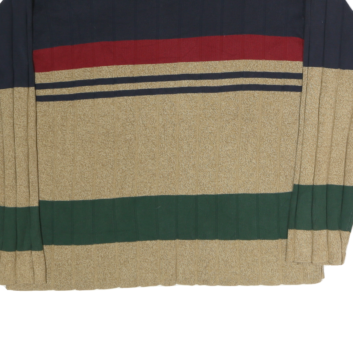 CHAPS RALPH LAUREN Mens Navy & Beige Striped Pattern V-Neck Cotton Jumper L