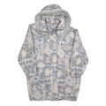 Womens Blue Jacket M Polyester Blend Printed Faux Fur Hood Zip Coat Winter