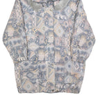 Womens Blue Jacket M Polyester Blend Printed Faux Fur Hood Zip Coat Winter