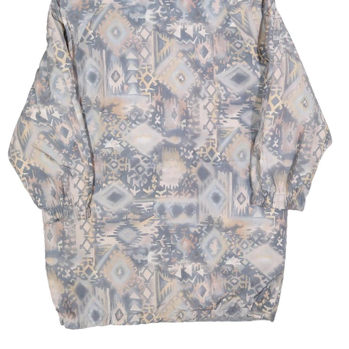 Womens Blue Jacket M Polyester Blend Printed Faux Fur Hood Zip Coat Winter