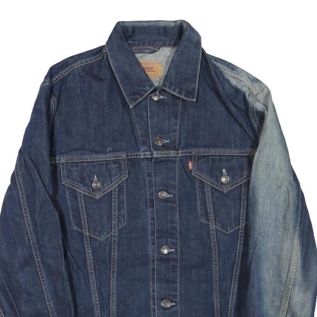 WRANGLER Mens Blue Denim Button Jacket XL Cotton Blend Classic Western Style