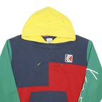 KARL KANI Mens Blue & Red Colourblock Hoodie S Casual Streetwear Sweatshirt