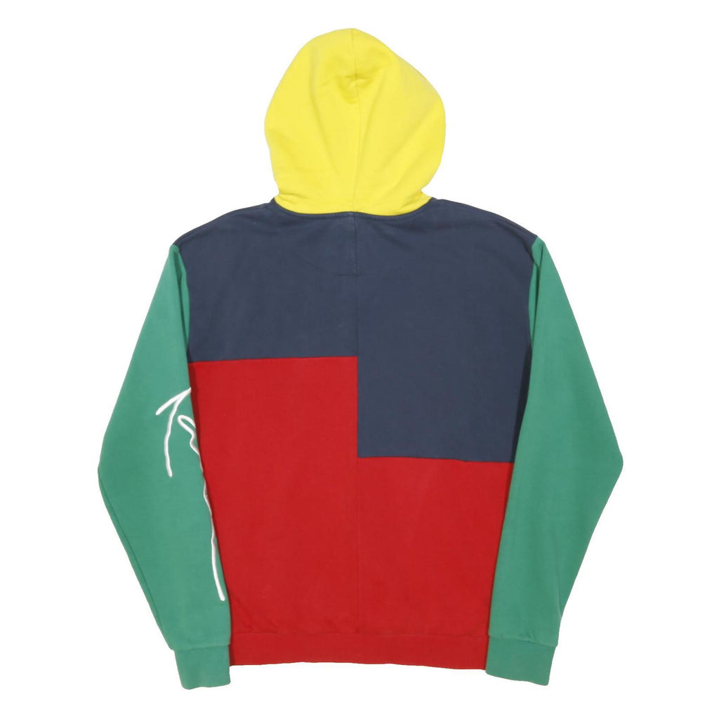 KARL KANI Mens Blue & Red Colourblock Hoodie S Casual Streetwear Sweatshirt