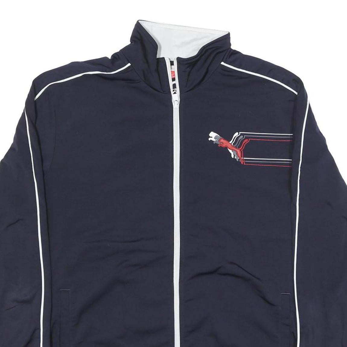 PUMA Mens Navy Blue Zip Jacket XL Polyester Blend Plain Sports Logo Zip Up