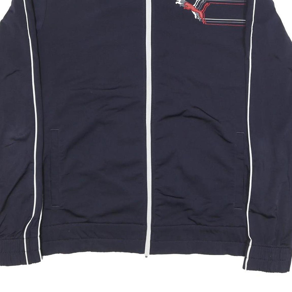 PUMA Mens Navy Blue Zip Jacket XL Polyester Blend Plain Sports Logo Zip Up