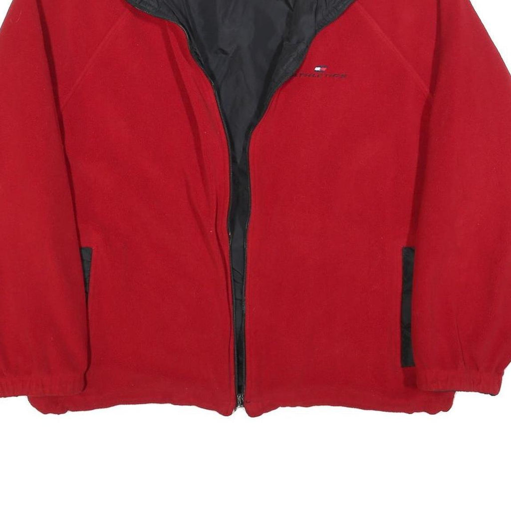 TOMMY HILFIGER Mens Red Zip Jacket M Polyester Plain Casual Outerwear