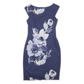 PHASE EIGHT Womens Blue Floral Print Sheath Cotton Blend Dress UK 8 Elegant