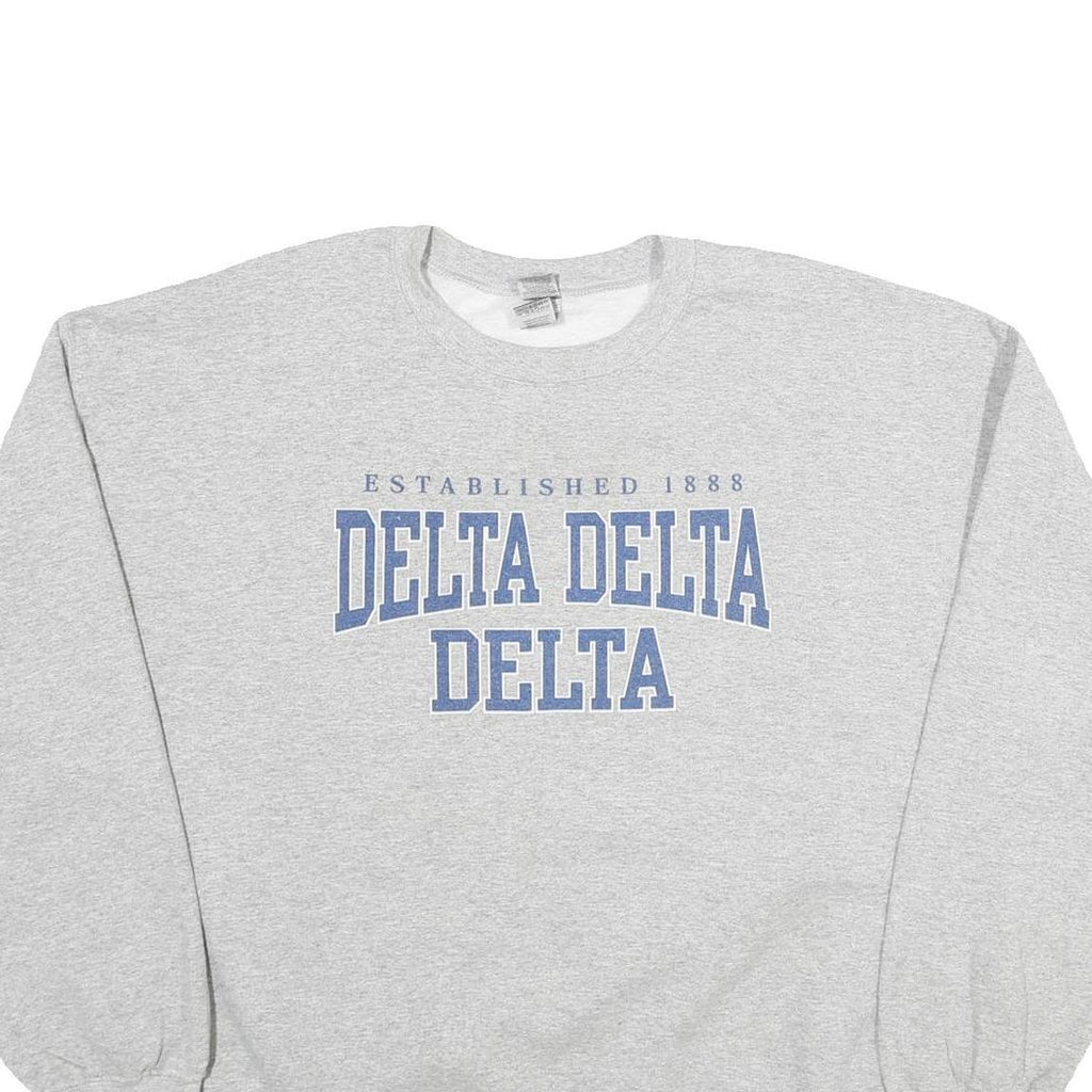 GILDAN Mens Grey Delta Delta Delta Crew Neck XL Cotton Blend Sweatshirt Pullover