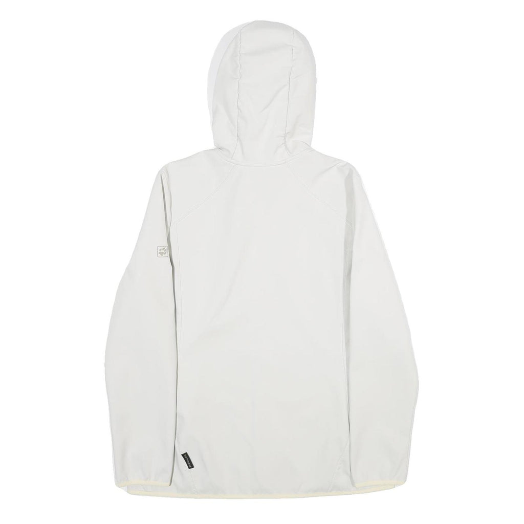 JACK WOLFSKIN Womens White Hooded Jacket L Polyester Softshell Outdoor Zip